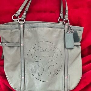 Coach Sea Foam Green Audrey Leather Tote Bag Coach